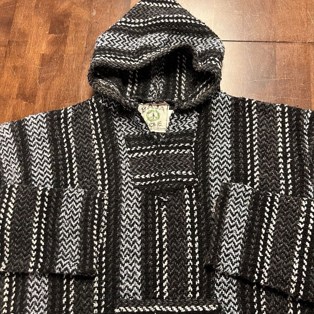 Baja Joe Poncho Hoodie Drug Rug Adult M Blanket Sweatshirt Stripe Boho‎ Travel